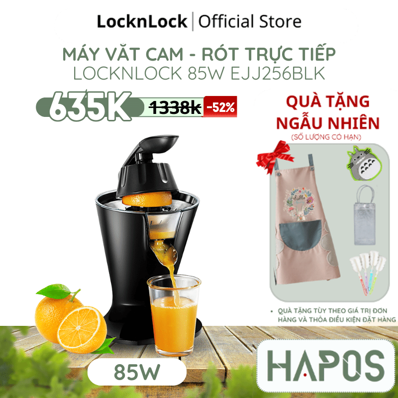 Máy vắt cam locknlock handle citrus juicer 85w chống nhỏ giọt 2 loại lưới lọc ejj256blk - hapos