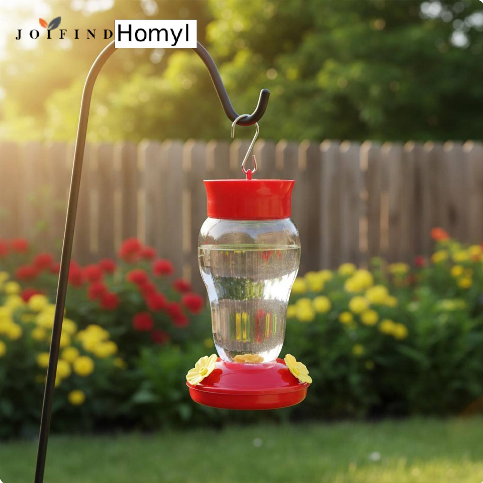 Homyl Leak-Proof Seal Hummingbird Feeder Easy to Clean Hanging Bird Waterer Ant Moat Design Plastic Nectar Feeder 480ml Capacity for Gardeners, Garden, Backyard, Patio, Balcony ราคา 135 บาท*ส่งฟรี