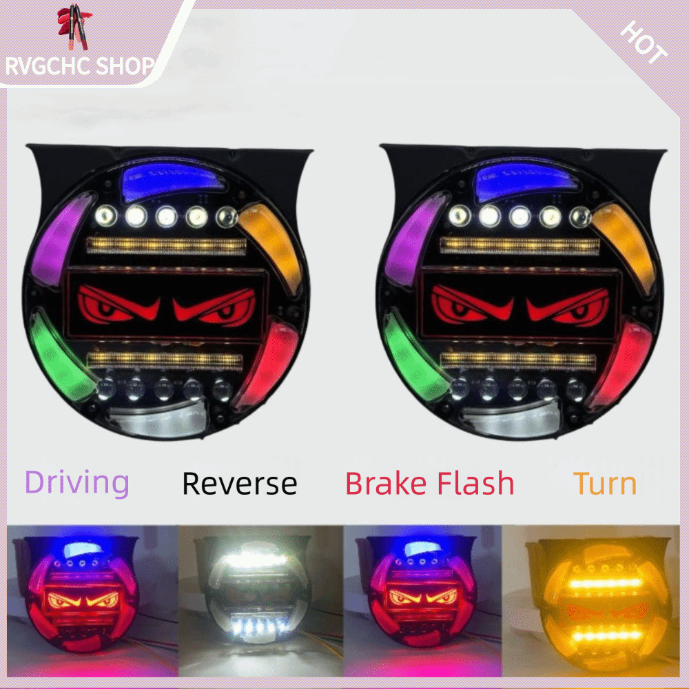 RVGCHC SHOP 12-24V Đèn mắt quỷ xe tải Đa chế độ Phổ quát Đèn nhấp nháy Sáng tạo Đèn cảnh báo an toàn Trang trí xe hơi