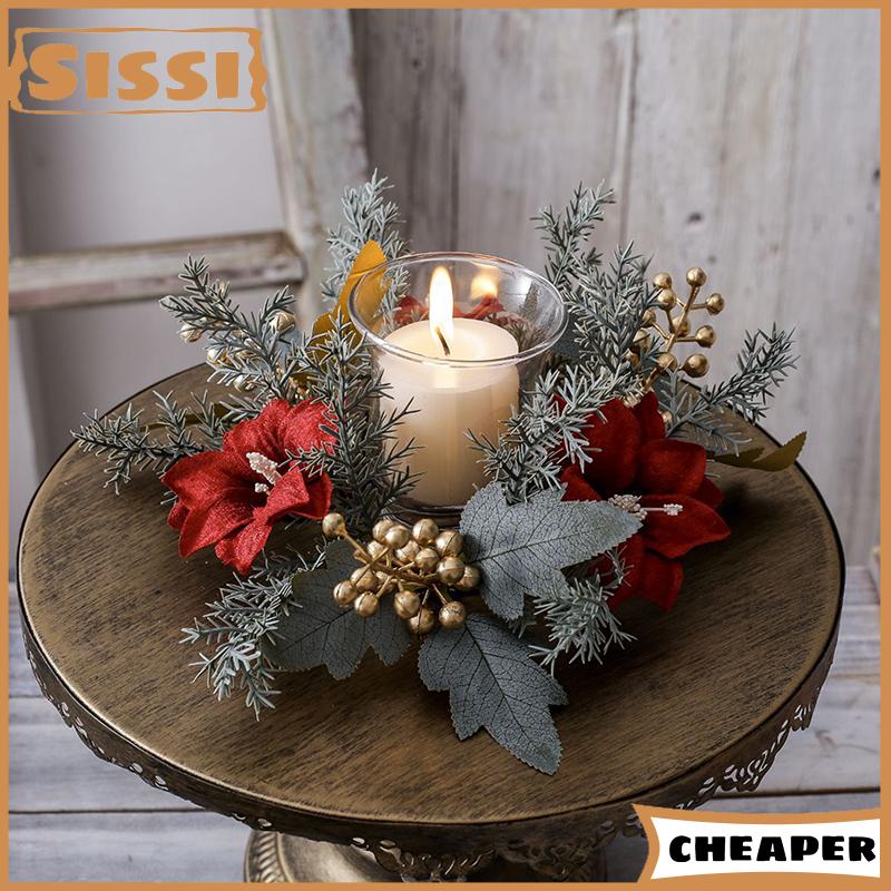 Sissi Giáng Sinh Nến Vòng Hoa Nhân Tạo Nến Vòng Hoa Xmas Năm Mới Bảng Trang Trí Nến Chủ Vòng Hoa