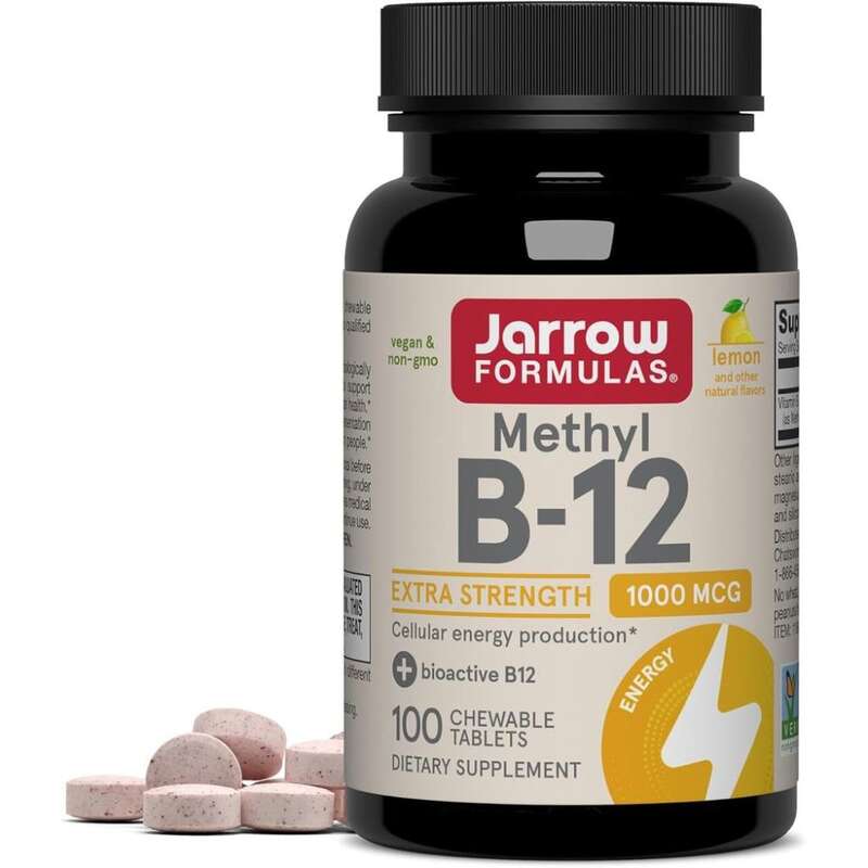 Jarrow Formulas Methyl B-12 1000 mcg, Viên Nén Có Thể Nhai, Hương Vị Chanh Vitamin B12 Sinh Học Hỗ Trợ Sản Xuất Năng Lượng Tế Bào, Sức Khỏe Não Bộ, Quá Trình Trao Đổi Chất - 100 Liều Dùng