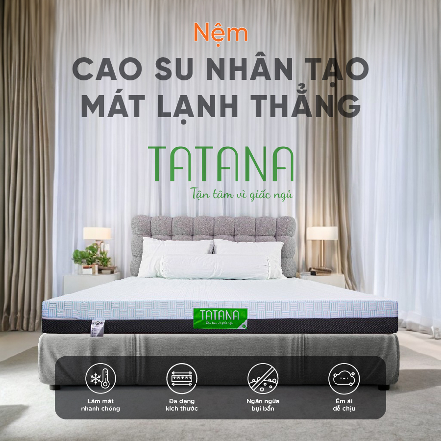  Nệm Cao Su Nhân Tạo Thẳng TATANA.- Áo nệm êm ái mát lạnh-Bảo hành 10 năm. 