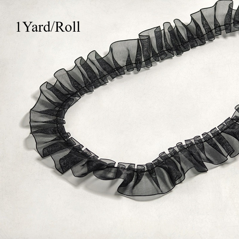 2.5cm 1yard/roll Wave Edge Chiffon Organza Ribbon Versatile for Bouquets Gift Wrapping Stylish Hair