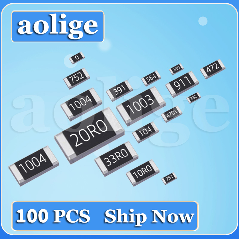 【Thriving】 100pcs 0603 1% SMD resistor 0R 10M 1/10W 1KΩ 100 150 220 330 470 ohm 1K 2.2K 10K 100K 1M