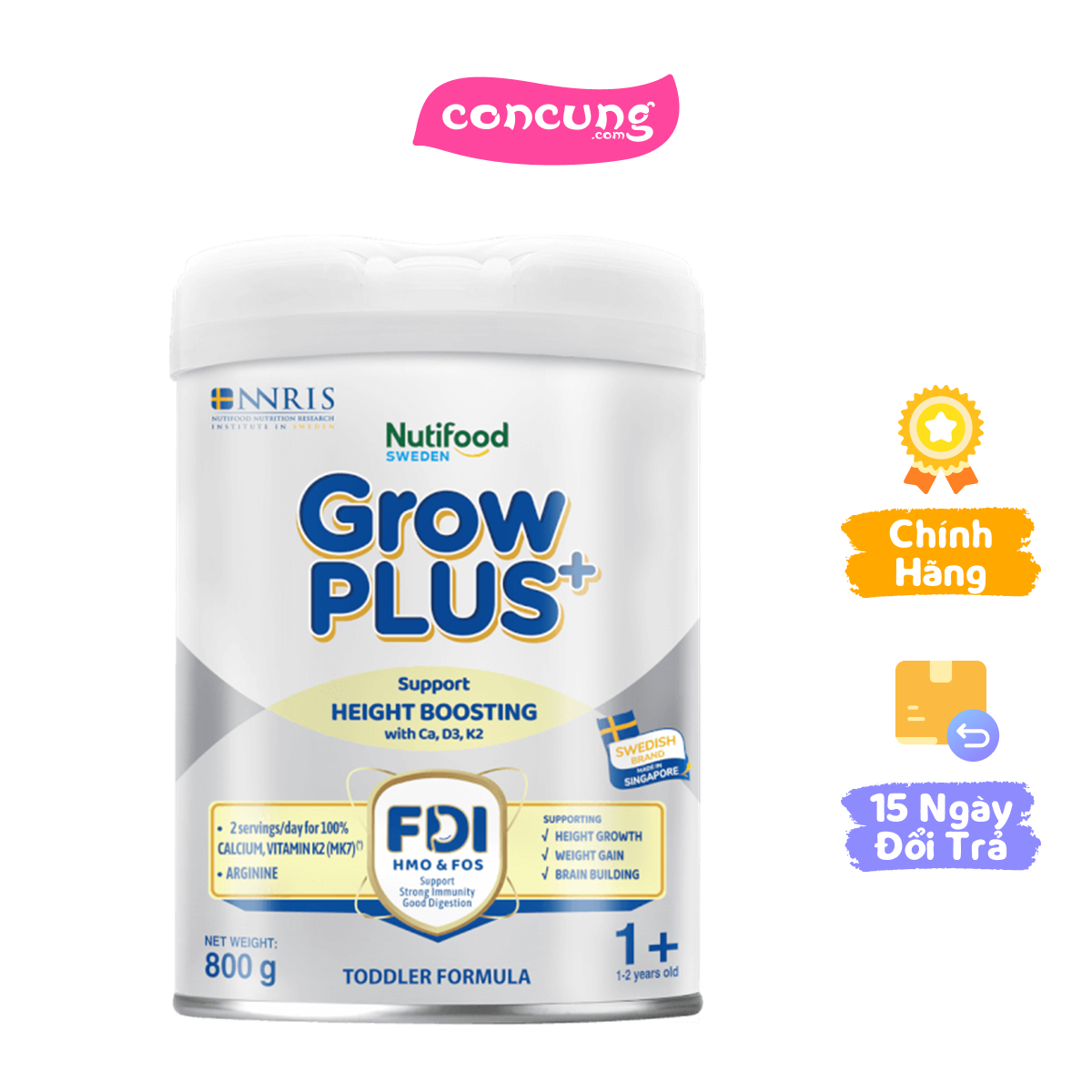 Sản phẩm dinh dưỡng công thức GrowPLUS+ 1+ (Bạc), 800g (1-2 tuổi)
