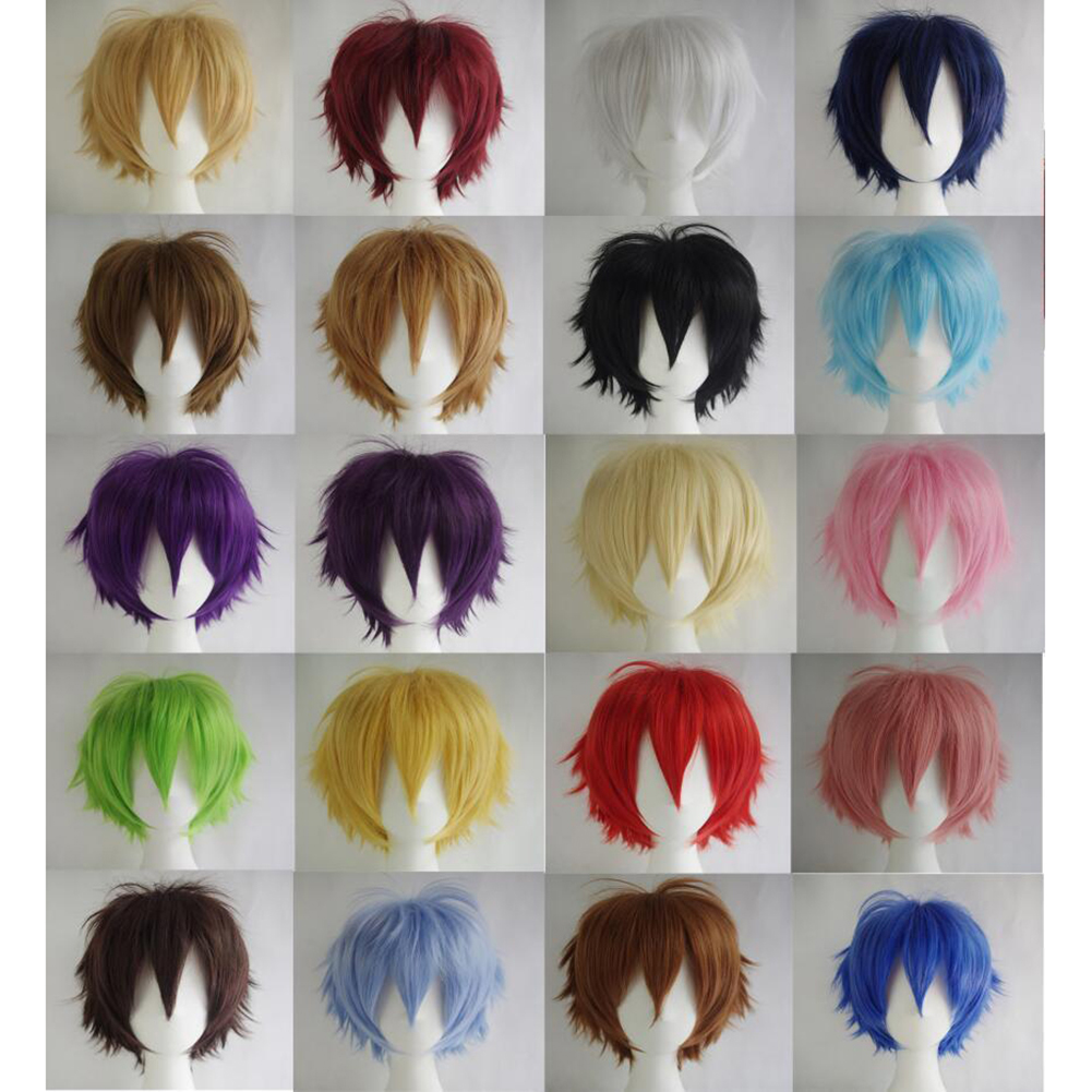 Nam nữ nhiều màu ngắn thẳng hairpiece tóc giả nguyên bộ cho Anime bên cosplay