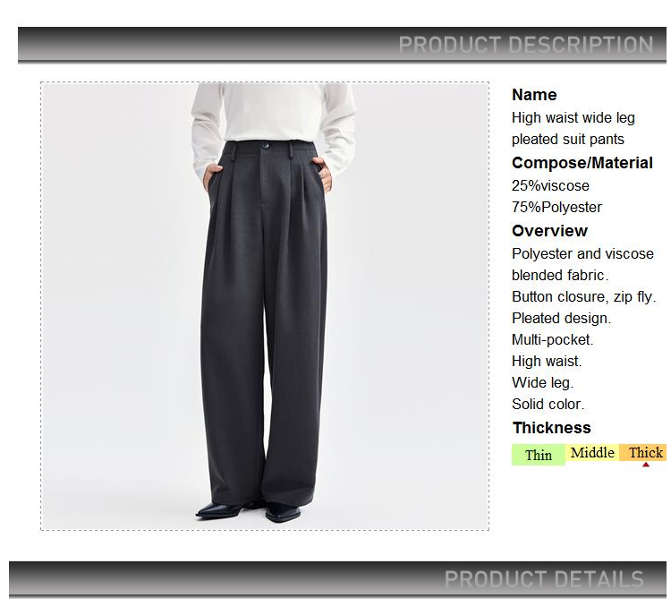 Giordano Women High waist wide leg pleated suit pants Free Shipping 18414922 · v2
