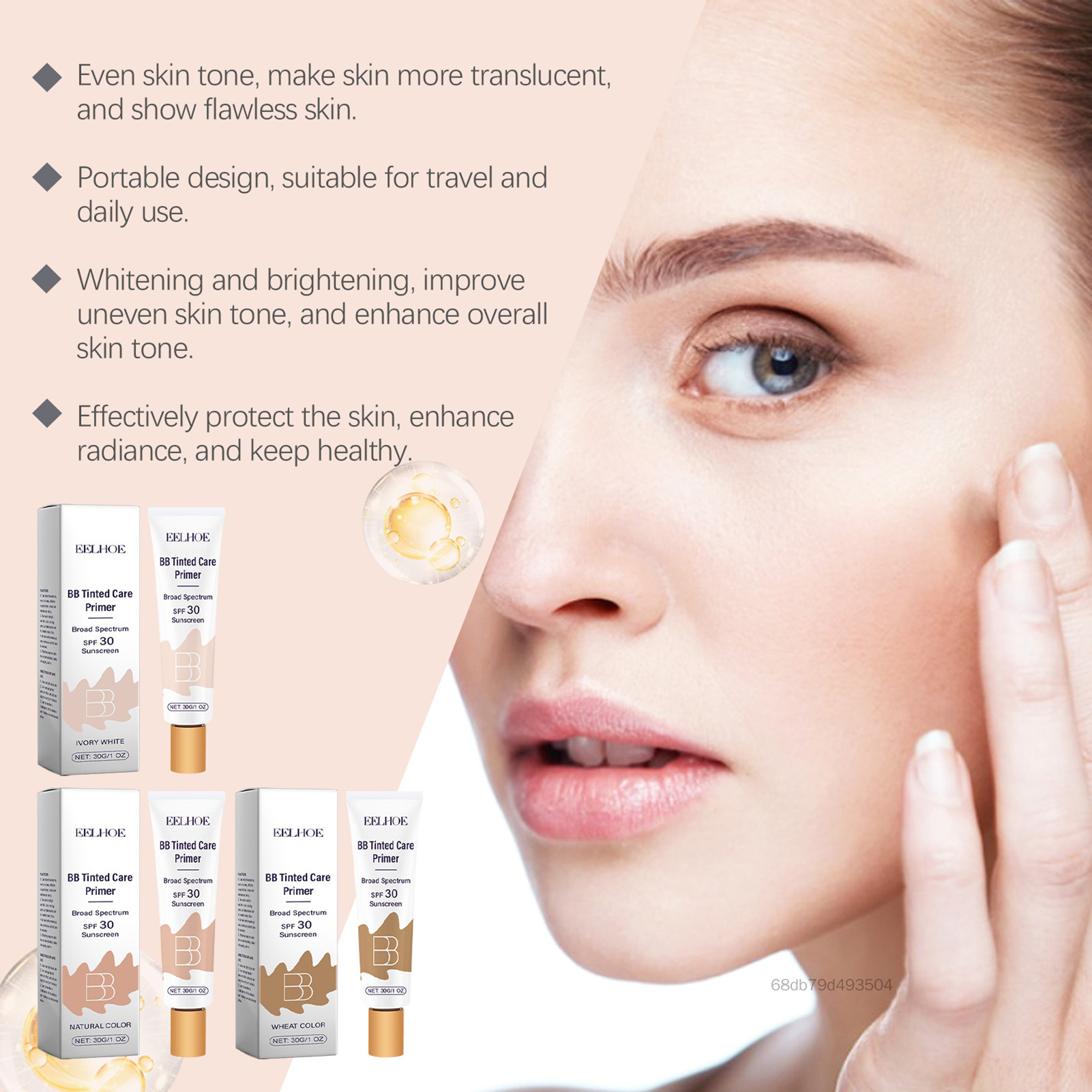 Kem dưỡng ẩm có màu BB Blur SPF 30 Kem lót có độ che phủ toàn diện nhẹ-trung bình Thích hợp cho mọi loại da TF-Hom-VN