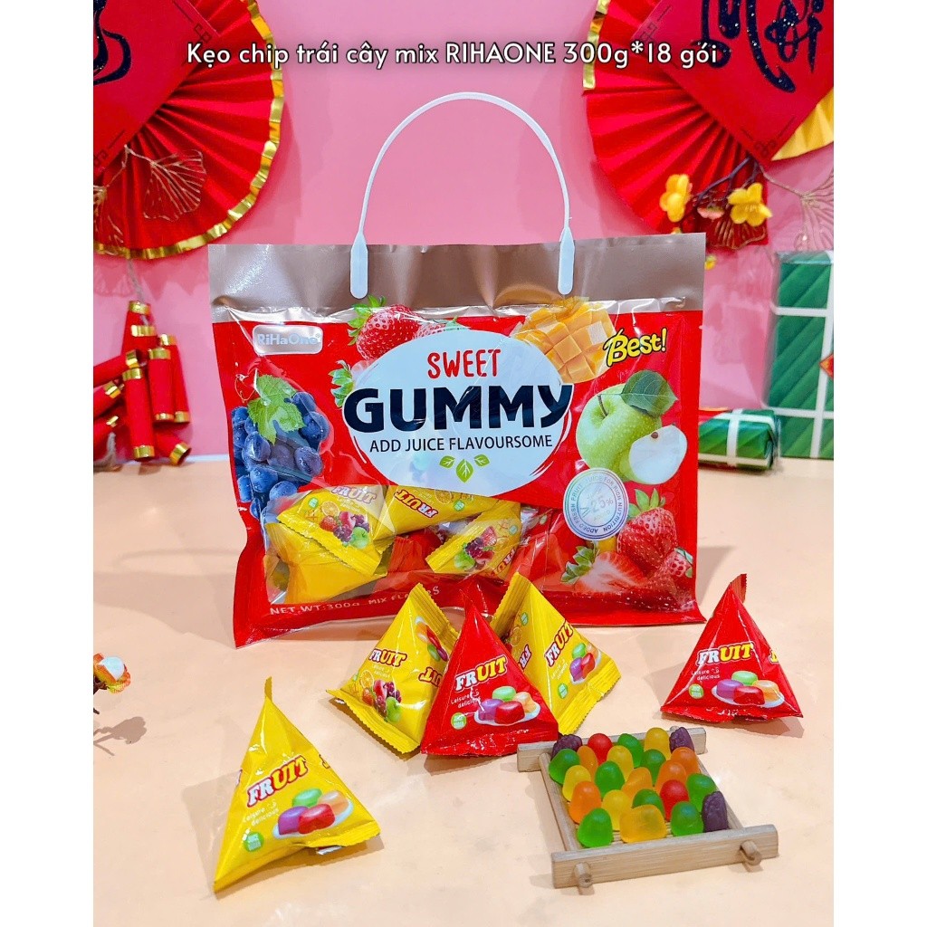 Kẹo dẻo chip chip trái cây mix GUMMY gói 300gr