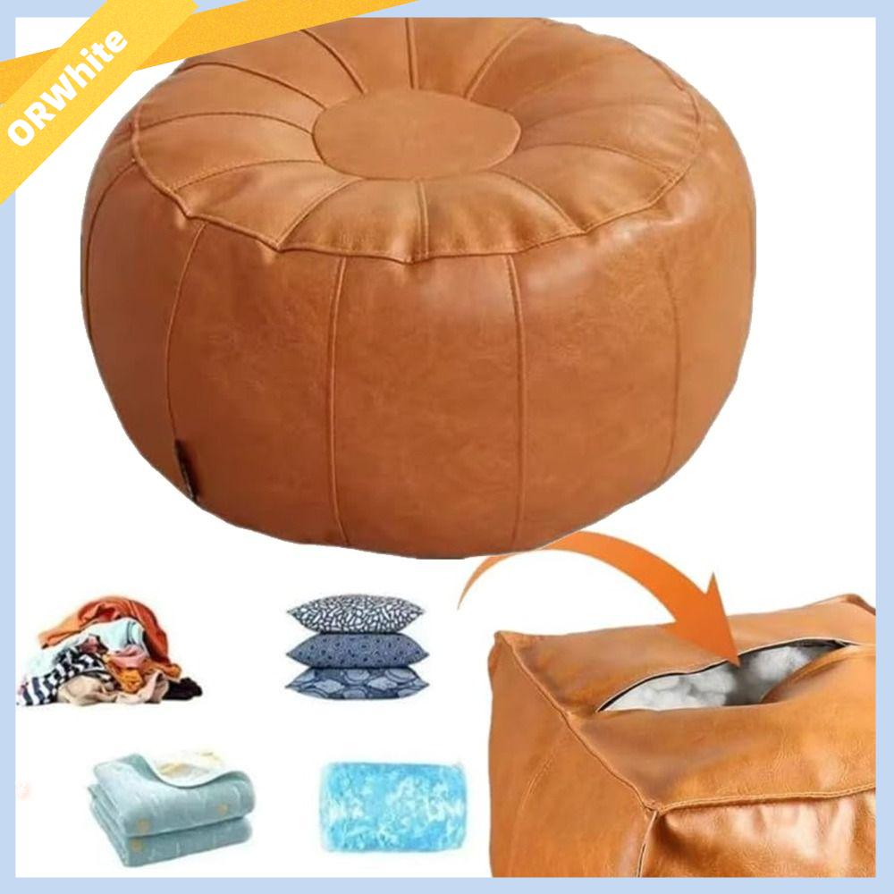 ORWHITE SHOP Cần điền quần áo Ghế đệm chân không có đệm Tròn Da PU Ghế đệm lưu trữ Thời trang Dung lượng lớn Ghế lưu trữ quần áo Phòng khách