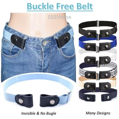 Buckle Free Belt / Men Women Jeans Pants Canvas Belt / Woman Waist Invisible Belt / Elastic / SG Seller