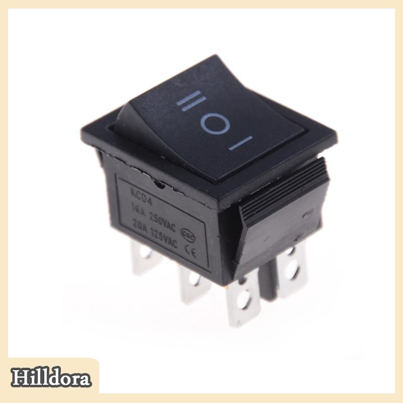 [Hilldora] 1pcs kcd4 Rocker chuyển đổi màu đen dpdt ON OFF ON 6 pin 16A 250VAC 20A 125VAC