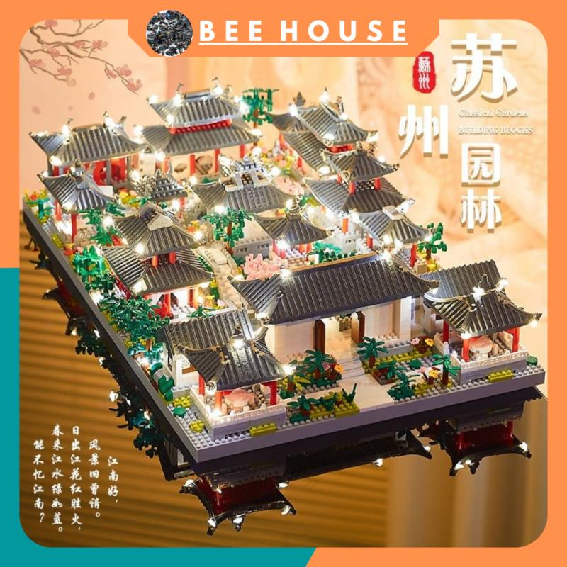 Mô hình Vườn Tô Châu Bộ đồ chơi xếp hình lắp ráp kiến trúc city building Vườn ngự uyển vạn lý trường