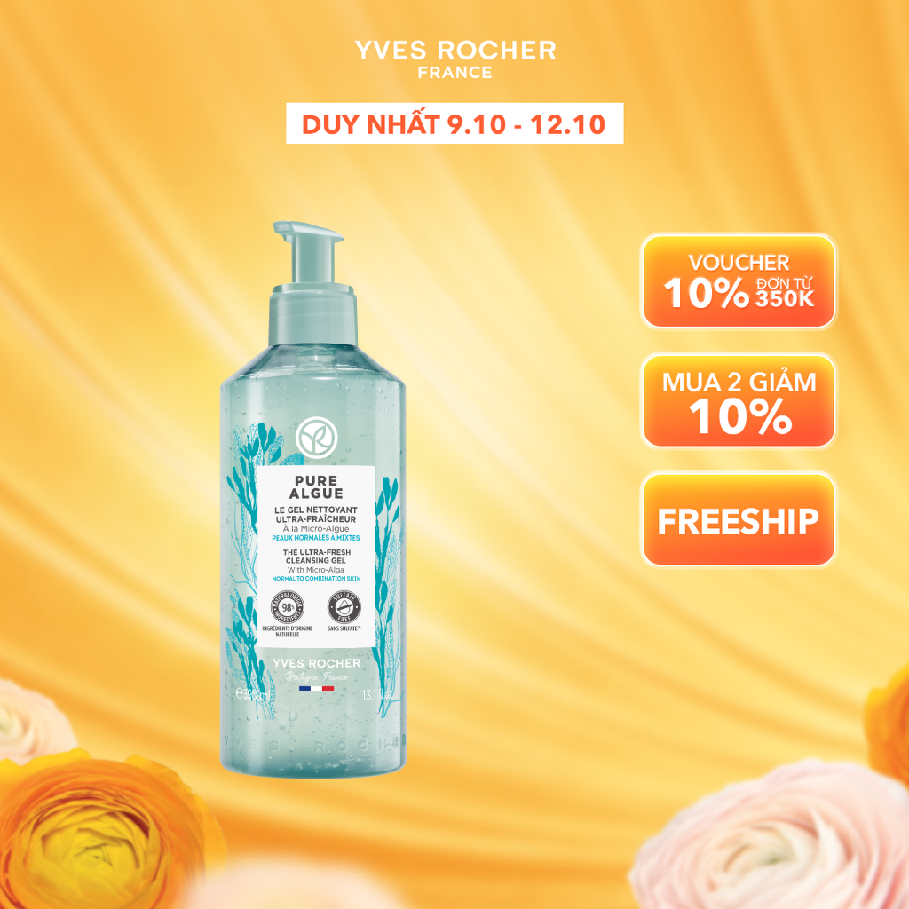 Sữa rửa mặt dạng gel Yves Rocher Pure Algue Cleansing Gel 390ml