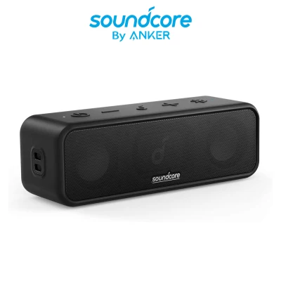 Soundcore by Anker Soundcore 3 Bluetooth Speaker with Stereo Sound, Pure Titanium Diaphragm Drivers, PartyCast Technology, BassUp, 24H Playtime, IPX7 Waterproof, App for Custom EQ, Home, Outdoors, Beach, Park
