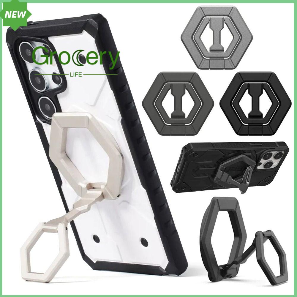 GROCERY LIFE loại Giá đỡ điện thoại di động Xoay 360 độ Có thể gập lại Giá đỡ điện thoại lười Nhẫn Di động Chân đế hút từ tính