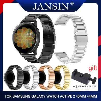 Jansin 20mm Stainless Steel Watchband Quick Release For Samsung Galaxy Watch Active 2 40mm 44mm Replacement Band Wrist Strap Metal Bracelet