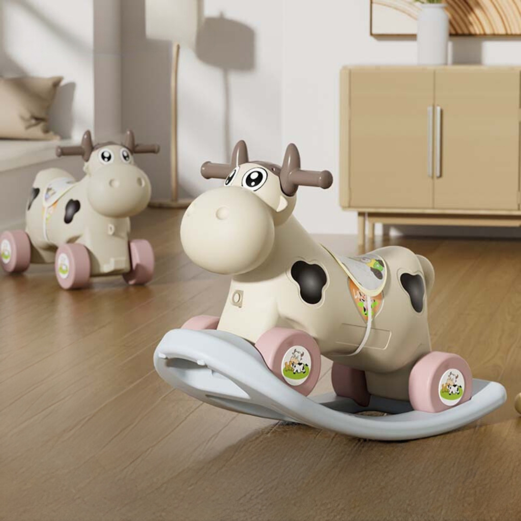 Bò sữa bập bênh 2 in 1 vừa bập bênh vừa xe chòi chân có nhạc và đèn Mama_Minhnhi
