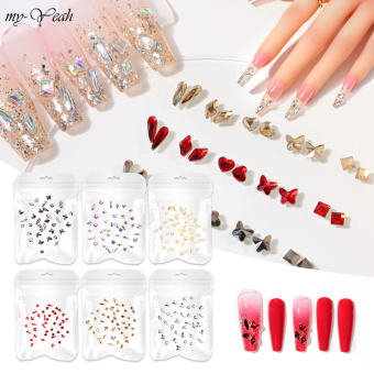 Myyeah 50 viên kim cương giả làm móng nghệ thuật cực quang đồ trang trí 3D trang sức đáy phẳng pha lê Phụ Kiện Làm móng nghệ thuật kim cương không đều