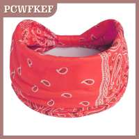 PCWFKEF Boho Knot Turbans Yoga Elastic Head Wrap Women Headband Wide Hairbands Headwear Printed Bandanas Fashion Hair Band Accessories