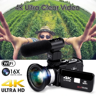 4K WiFi Ultra HD 1080P Digital Video Camera Camcorder DV with Lens Microphone