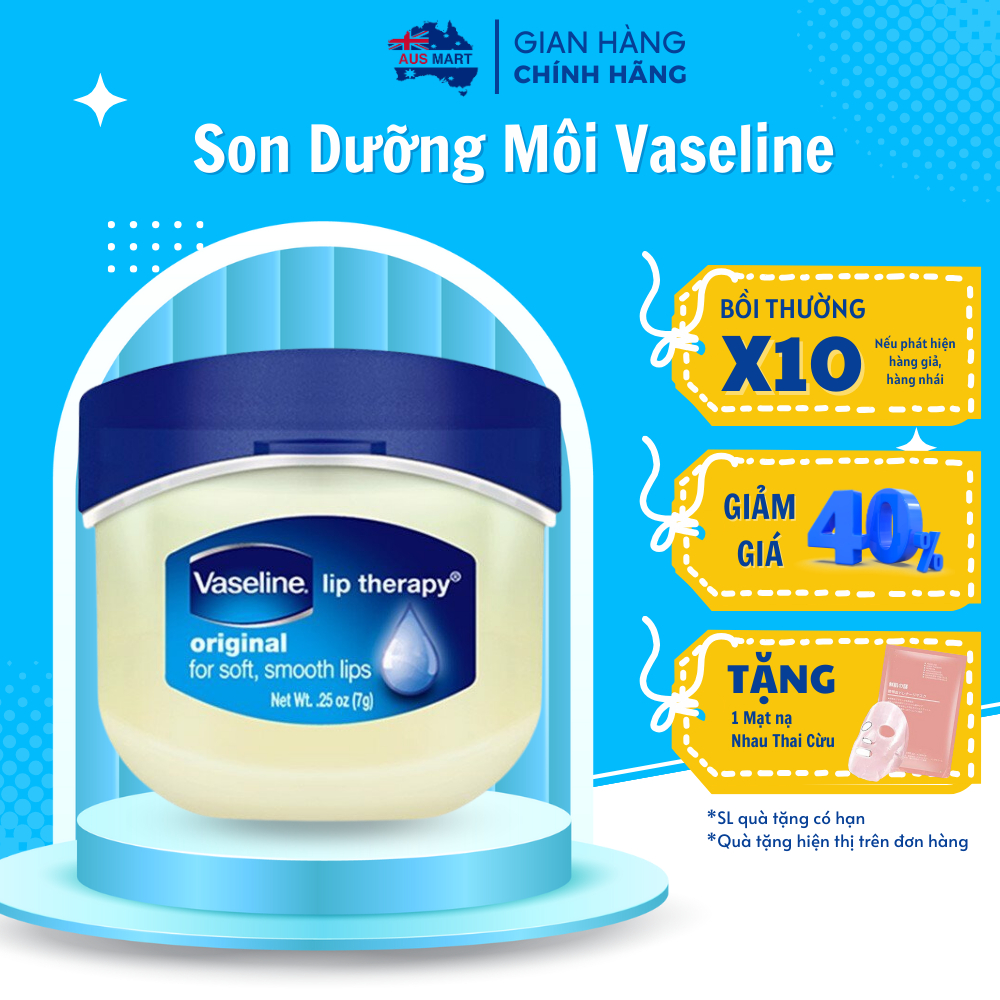 Son dưỡng, sáp dưỡng môi mềm mịn vaseline lip therapy original 7g - hũ trắng - aus việt nam