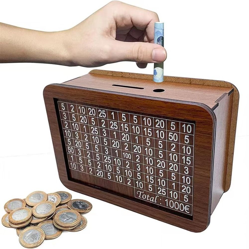 【COD&Fast Delivery】 Wooden Money Box Handmade Reusable Piggy Bank Home Use Crafts Money Saving Box Helps The Habit of Saving