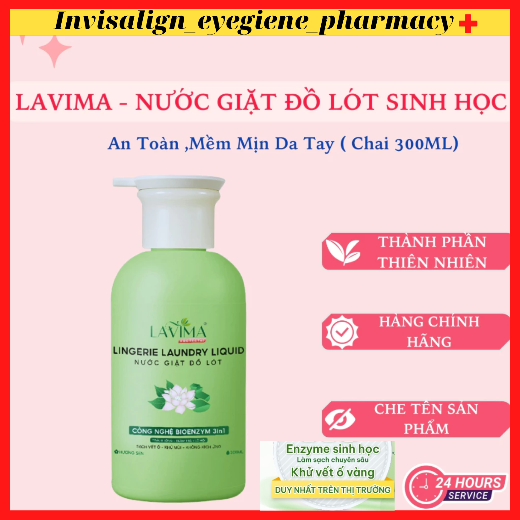 [LAVIMA Chính Hãng] Nước giặt đồ lót Sinh học Thế hệ mới Lavima 300ml x3 Enzyme giúp sạch vết ố, khá