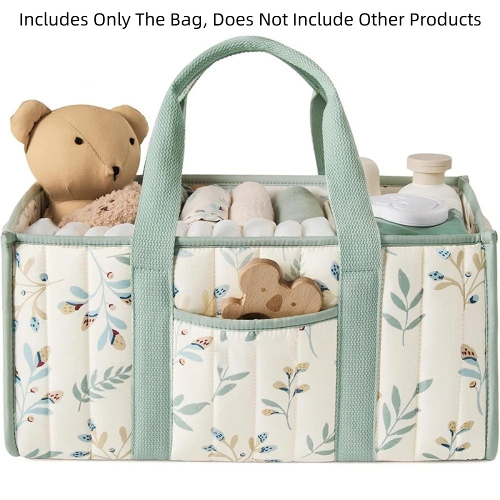 SVSAKZ168 Large Capacity Baby Diaper Organizer Multi-Pocket Floral Beige Nursery Storage Basket Hospital Bag Portable Diaper Storage Bag Baby Shower Gift