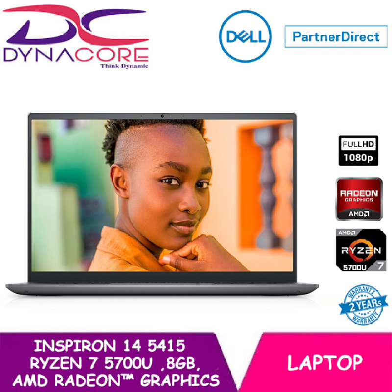 【READY STOCK】DYNACORE - DELL Inspiron 14 Laptop 5415 14 FHD | Ryzen™ 7 5700U | 8GB RAM | 512GB SSD | AMD Radeon™ Graphics | WIN 10 HOME | 2 YEARS WARRANTY