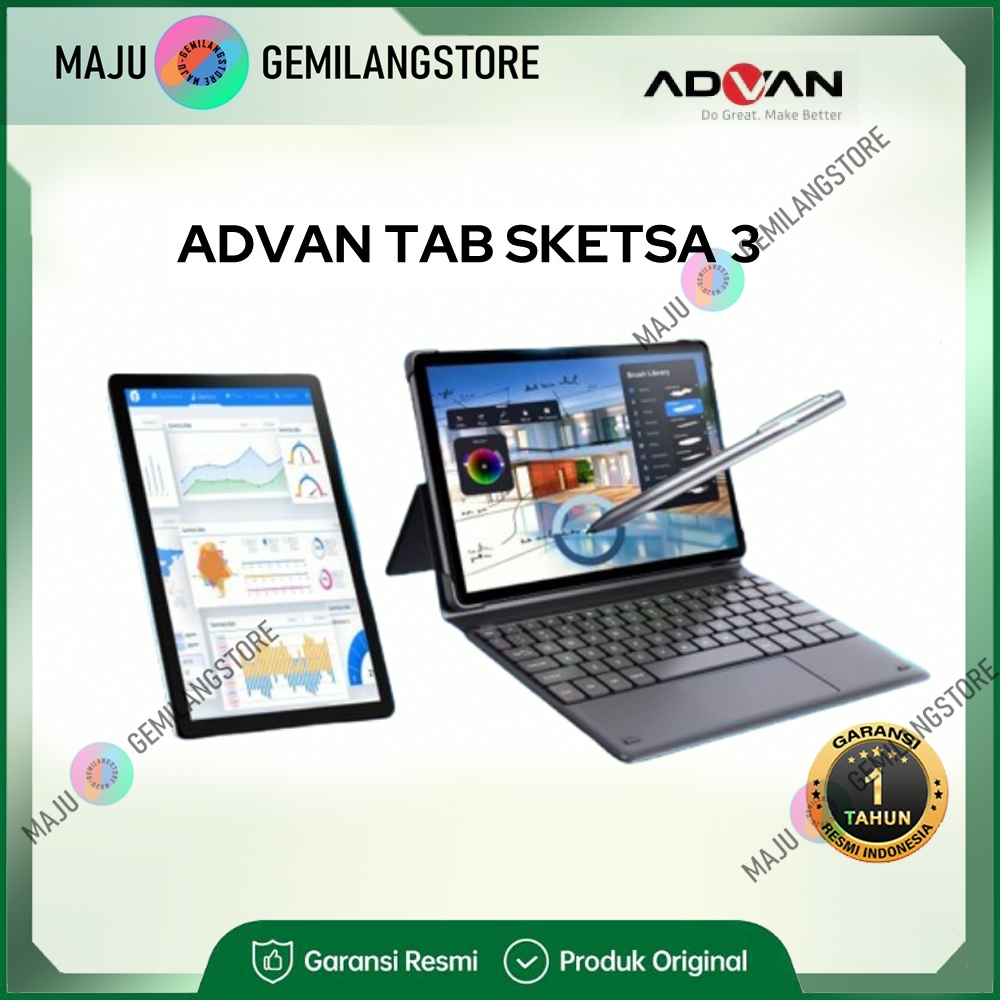 ADVAN Tab Sketsa 3 ram 6GB 128GB Tablet, Pen & Keyboard 10.1" HD IPS Tiger T606 Android Sketsa3 6/128 Harga 1,749,000 rupiah*Gratis Ongkir
