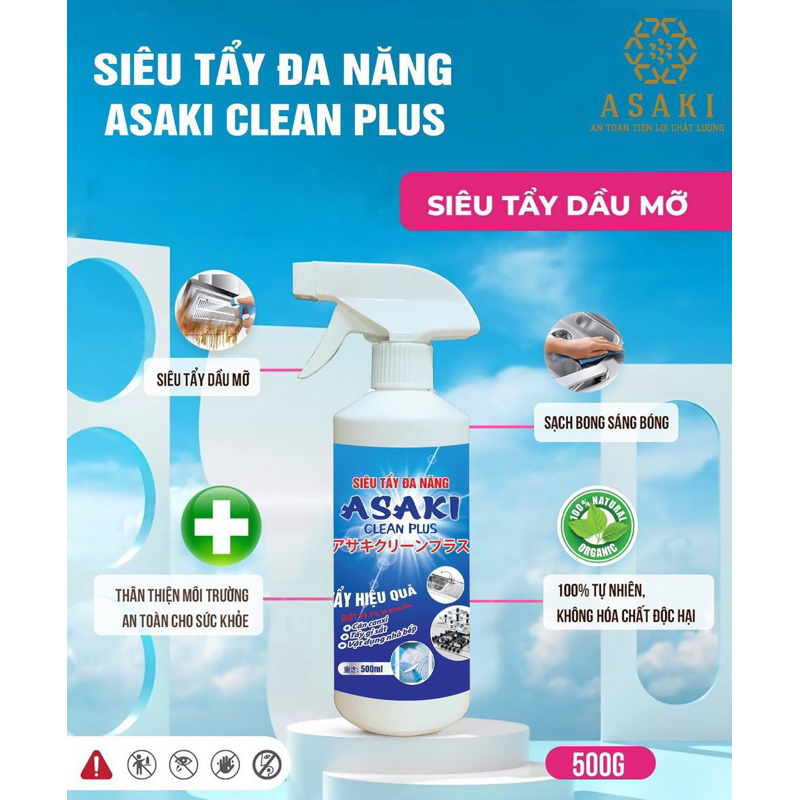 CHÍNH HÃNG - Siêu tẩy, đa năng, dầu mỡ Asaki Việt Nam