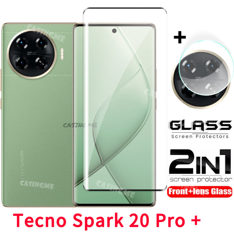 Tecno Spark 20 Pro + Kính cường lực cong bọc hoàn toàn tấm dán bảo vệ màn hình ống kính mặt sau miến