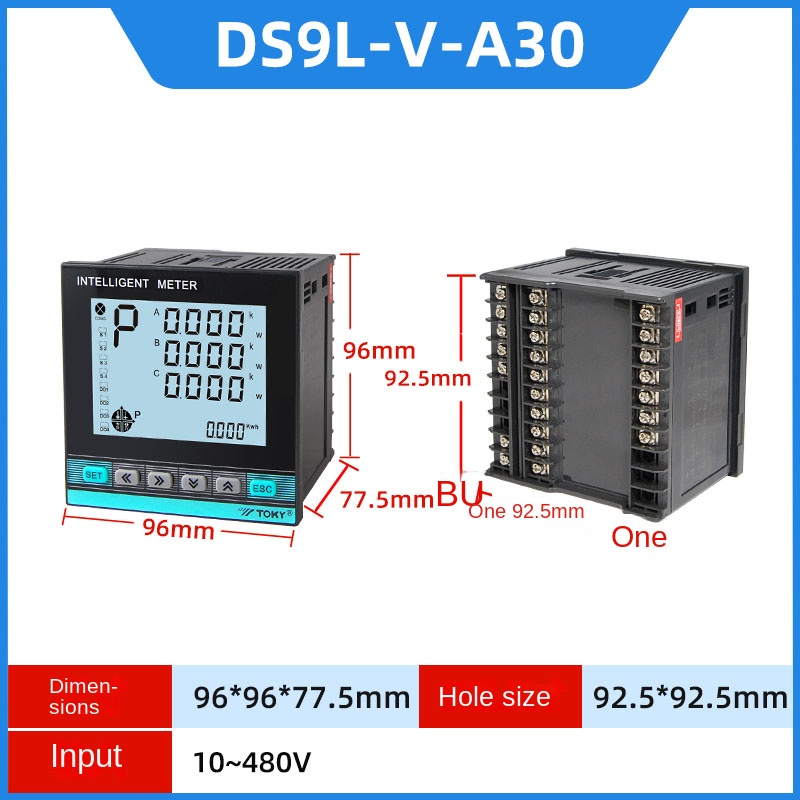 Đồng Hồ Đo Điện 3 Pha DS7L/DS9L-W-RC38/A30 - TOKY | Đo Điện Áp, Dòng Điện, Công Suất, Kết Qủa Đo Chính Xác - DS9L-V-A30