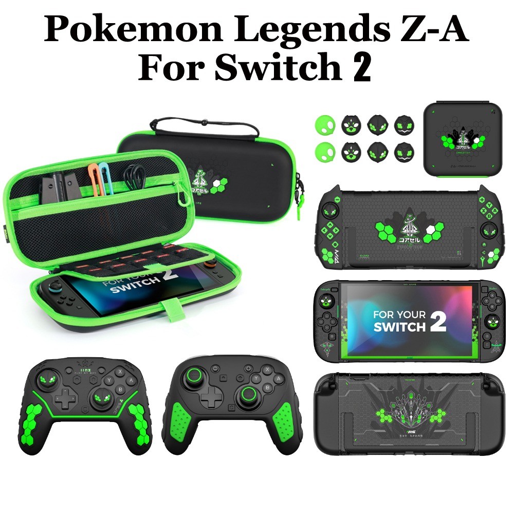 Iine Pokemon Legends: Z-A Series for Nintendo Switch 2: Protective Case/ Thumb Grips/ Game Card Case/ Storage Bag/ Tempered Glass/ Silicone Case for Ns2 Pro Controller