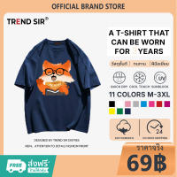 TrendSir 🚀จัดส่งตลอด 24 ชั่วโมง ✨ 🦋💓NEW 👕 cotton oversize แขนสั้น 🧵 t shirts 🛍️ จิ้งจอกน้อยใส่แว่น 🎨 100%cotton 11สี M-3XL