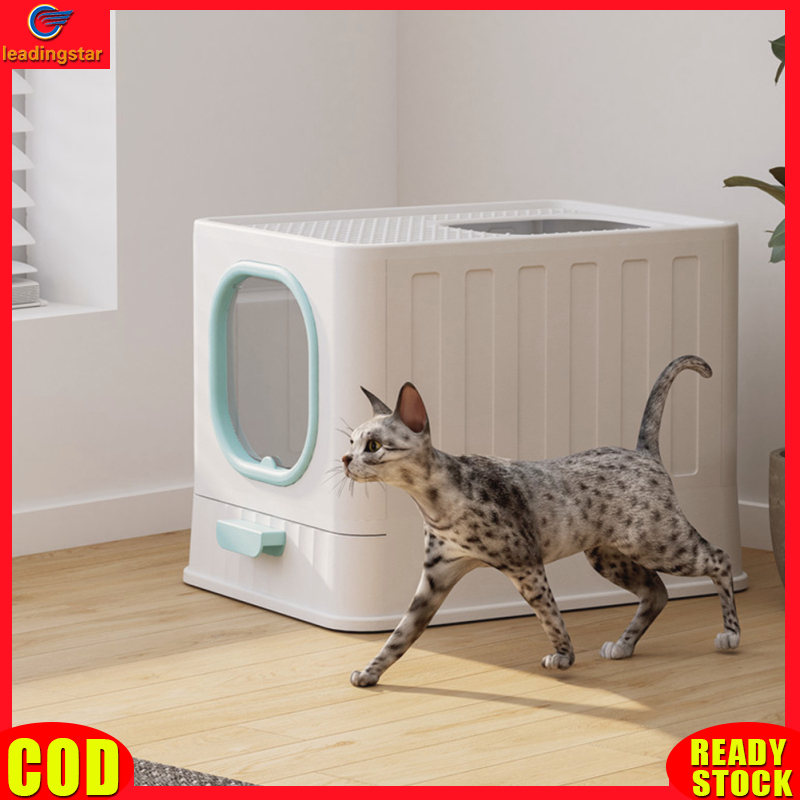 Litter Box With Lid, Enclosed Cat Potty, Foldable Front & Top Entry Cat Toilet With Scoop, Drawer, Large Space Covered Kitty Litter Boxes, Easy To Clean ราคา 801 บาท*ส่งฟรี