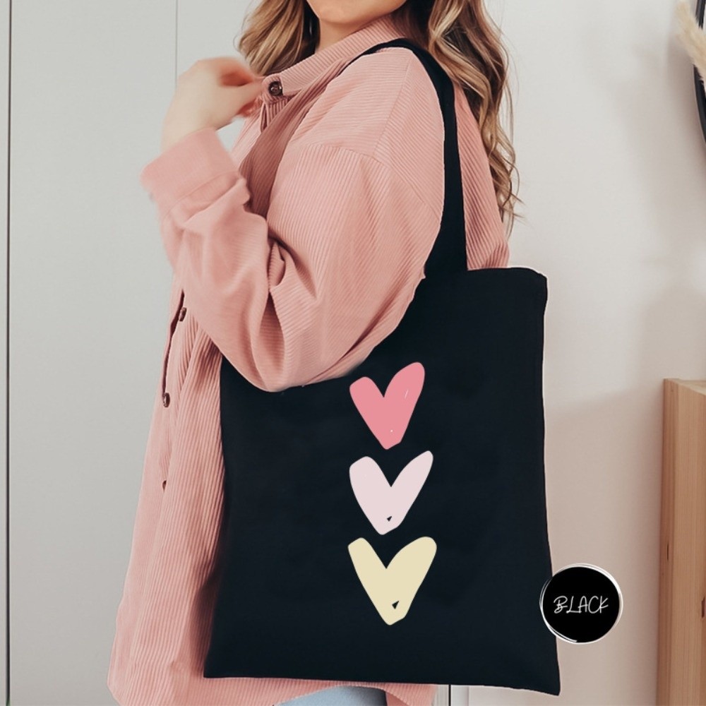 TEENIE WEENIE SPORTS In hình trái tim màu nước Túi đeo vai bằng vải canvas Tối giản Dung lượng lớn Túi xách Thường ngày Harajuku Túi xách đường phố Túi xách nữ - 2
