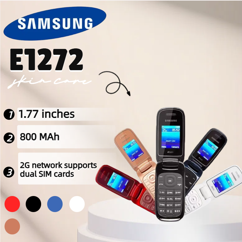 Samsung E1272 GSM 2G non-smart mobile phone dual sim clamshell elderly button mobile phone ราคา 812 บาท*ส่งฟรี