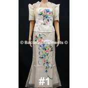 Filipiniana Imelda Long Gown in Cream/Offwhite, High Quality