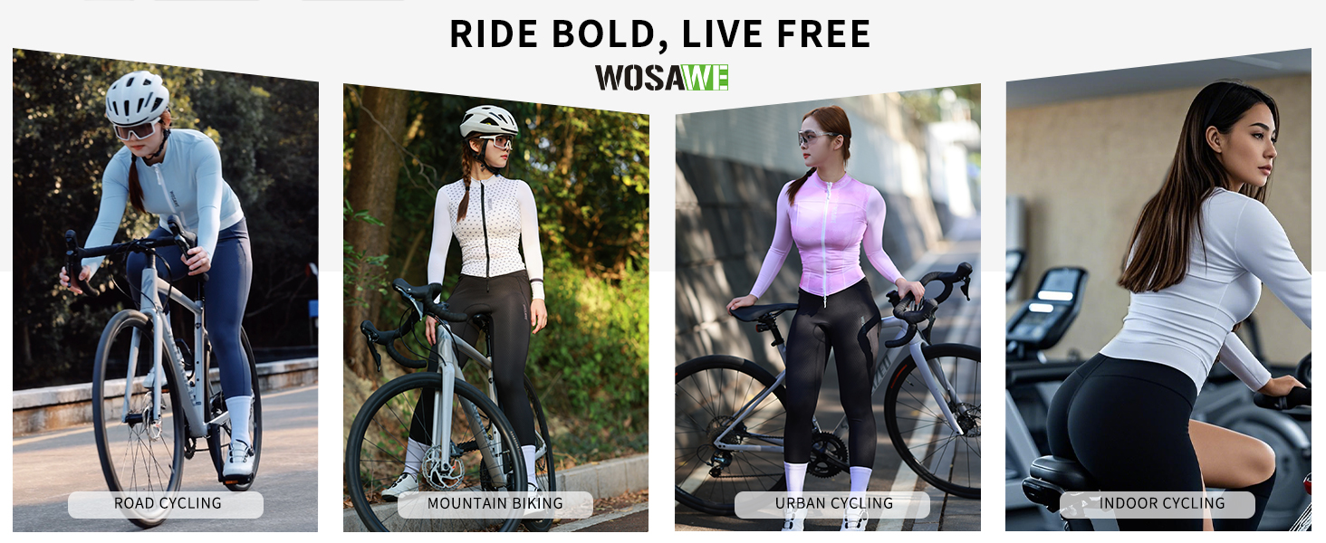 WOSAWE Women Cycling Pants 6 Hours Riding Padded Breathable Reflective Sports Bike Long Tights