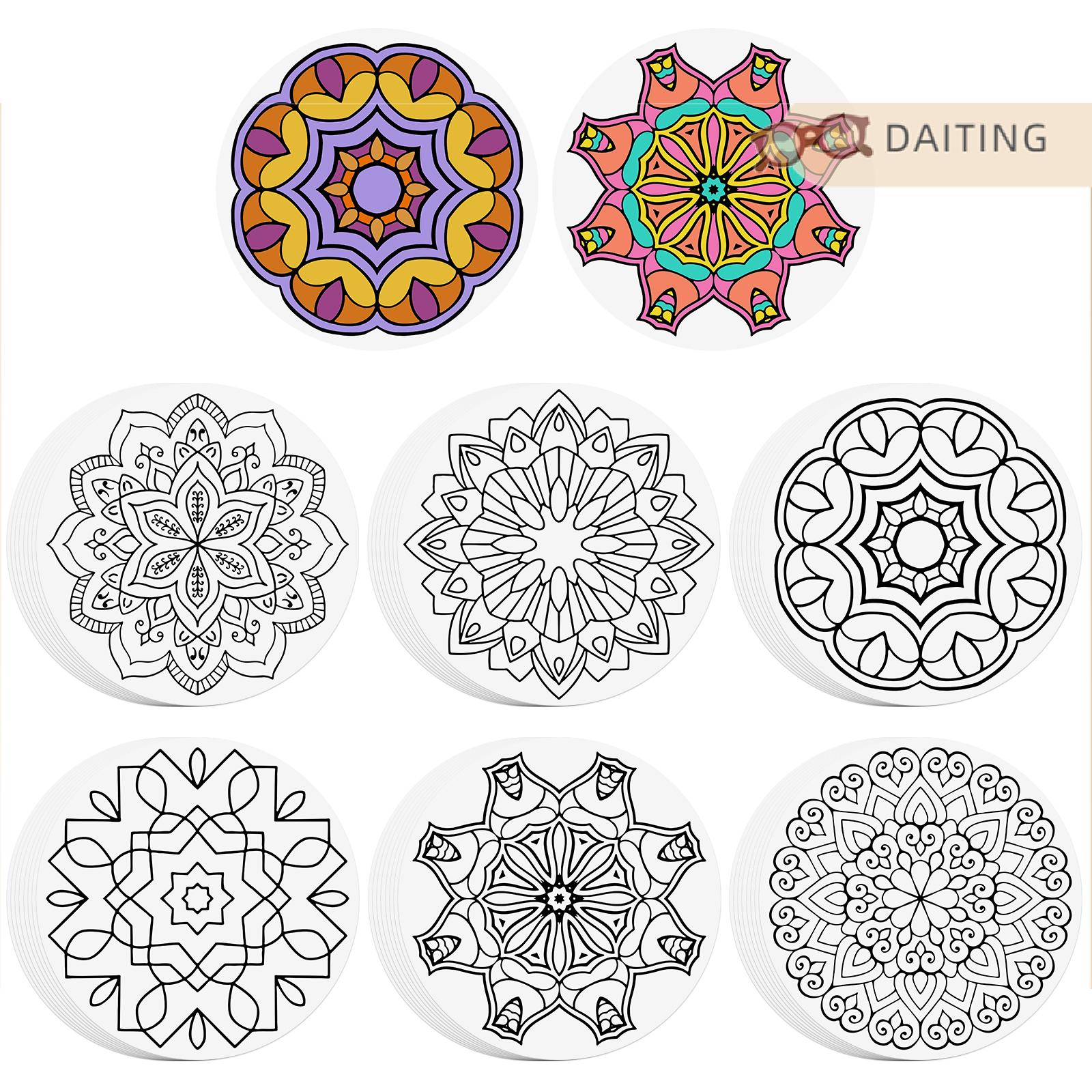 DAITING 48 pcs 8.66 ″ Quà Tặng Diwali mờ Mandala màu miếng số lượng lớn hạnh phúc Diwali nghề cardstock Bộ đồ ăn Ấn Độ chủ đề trang trí ánh sáng