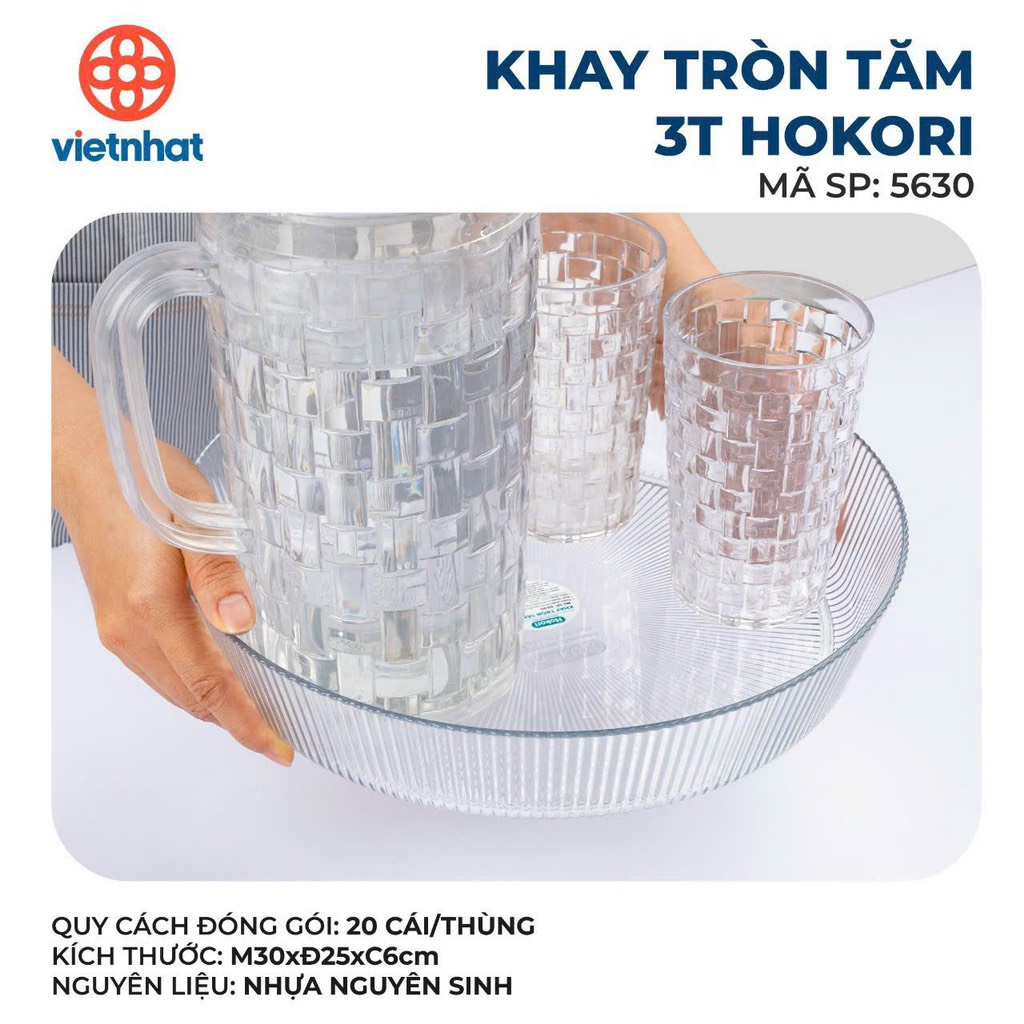 KHAY TRÒN TĂM 3T HOKORI 5630 KHAY ĐỰNG TRÀ HOẶC HOA QUẢ TIỆN LỢI tl mart 1