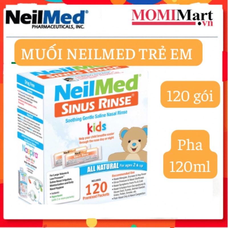 HỘP 120 gói muối rửa mũi cho trẻ em NeilMed Sinus Rinse TM Kids 120 gói