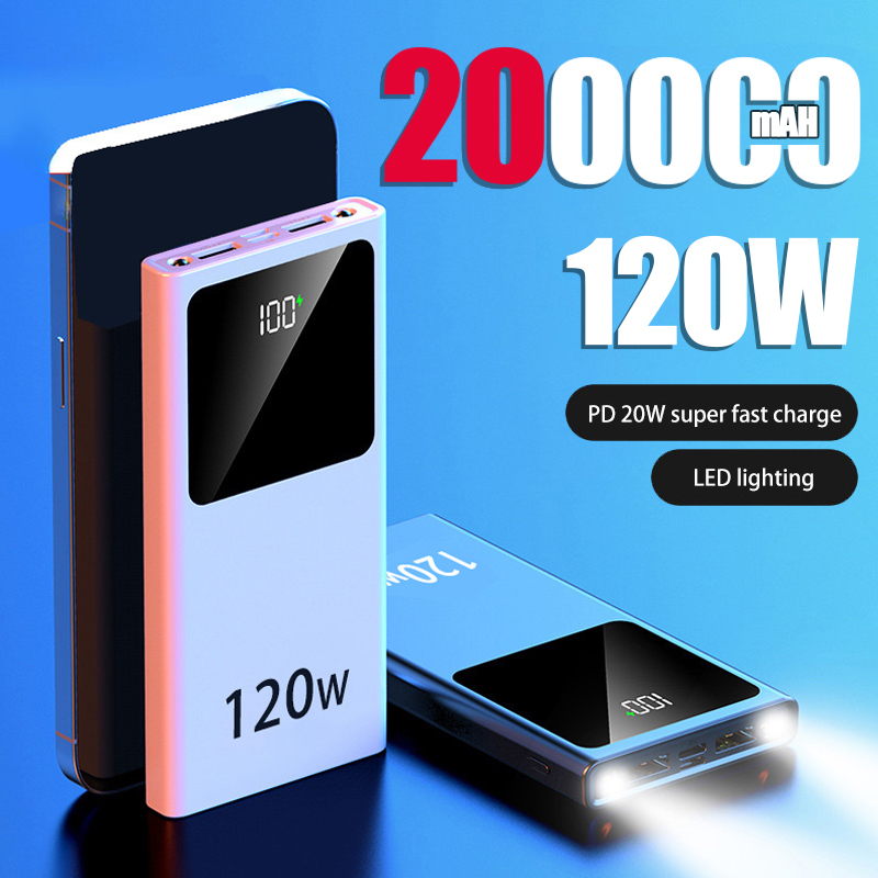 200000mAh 120W siêu nhanh Pin Sạc màn hình hiển thị kỹ thuật số sức chứa lớn Sạc dự phòng cho iPhone