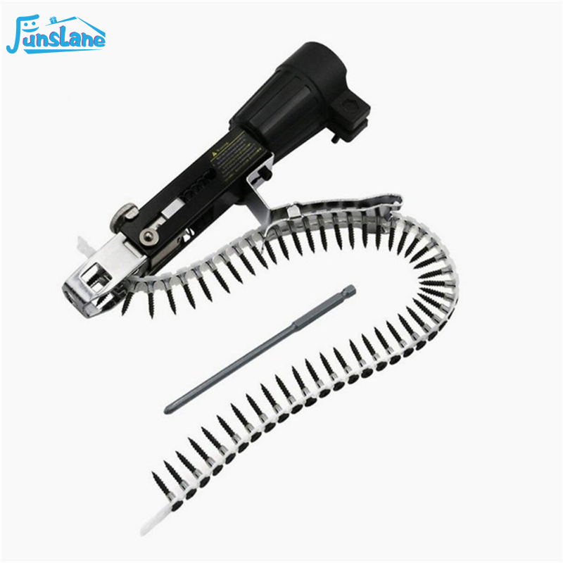 FunsLane Automatic Chain Screw Nail Gun Adapter For Electric Drill Cordless Power Drill Woodworking Tools Accessories ราคา 313 บาท*ส่งฟรี