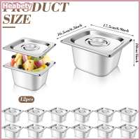 Heabety 12 Set 1 6 Size Stainless Steel Hotel Pans With Lids 4  Deep Steam Table Pan Food Pan Lid With Handled Catering Food Storage Met