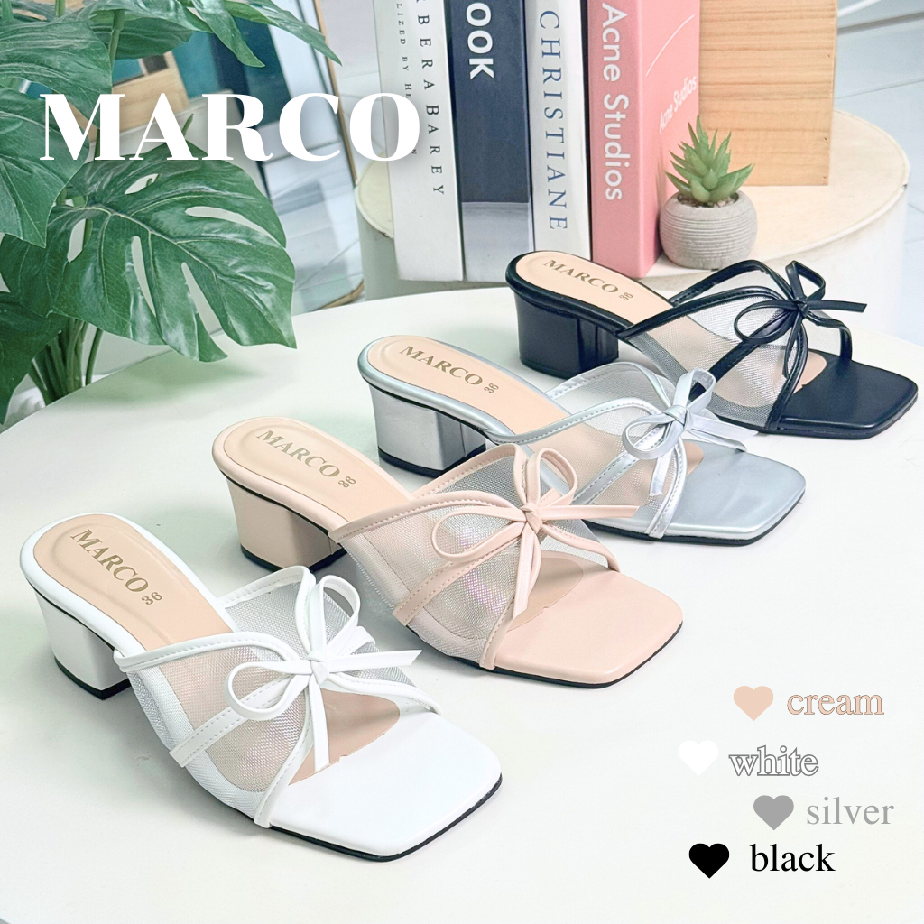 รองเท้าส้นสูง แบรนด์ MARCO รุ่น A1091 ผ้าซีทรู แต่งโบว์ พร้องส่งจากไทย ราคา 149 บาท*ส่งฟรี