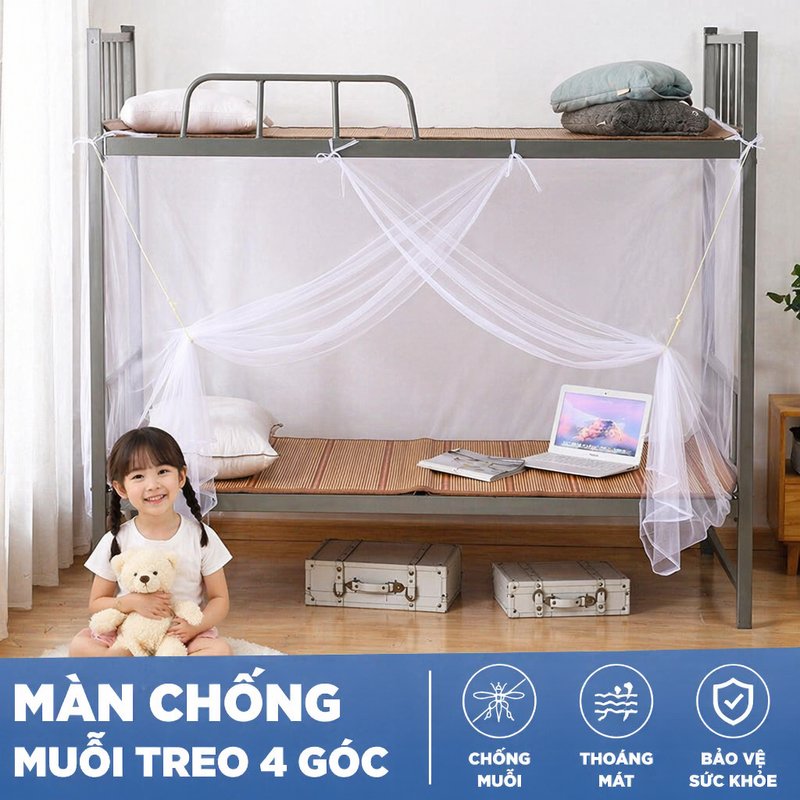 màn tuyn chống muỗi giường tầng ký túc xá lưới dày bền chắc chống bụi dễ lắp đặt