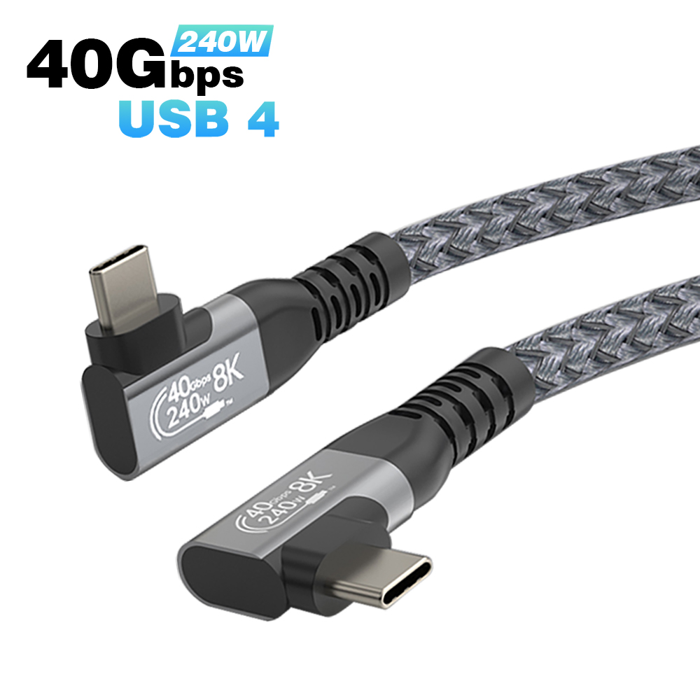 Ugourd 4 40Gbps thunderbolt4 Loại C khuỷu tay 90 độ góc 240W USB C cáp 8k để nam cho egpu SSD hộp Ac